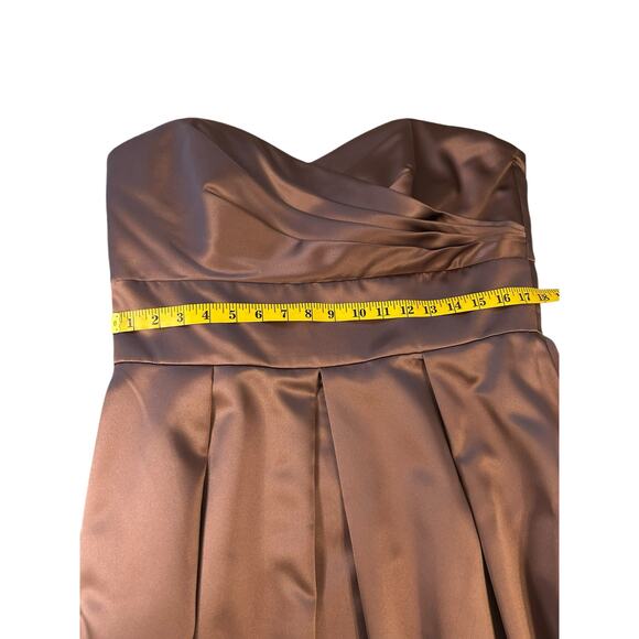 After Six Latte Strapless Satin Tea Length Cocktail Dress - Size 16 - Picture 6 of 13